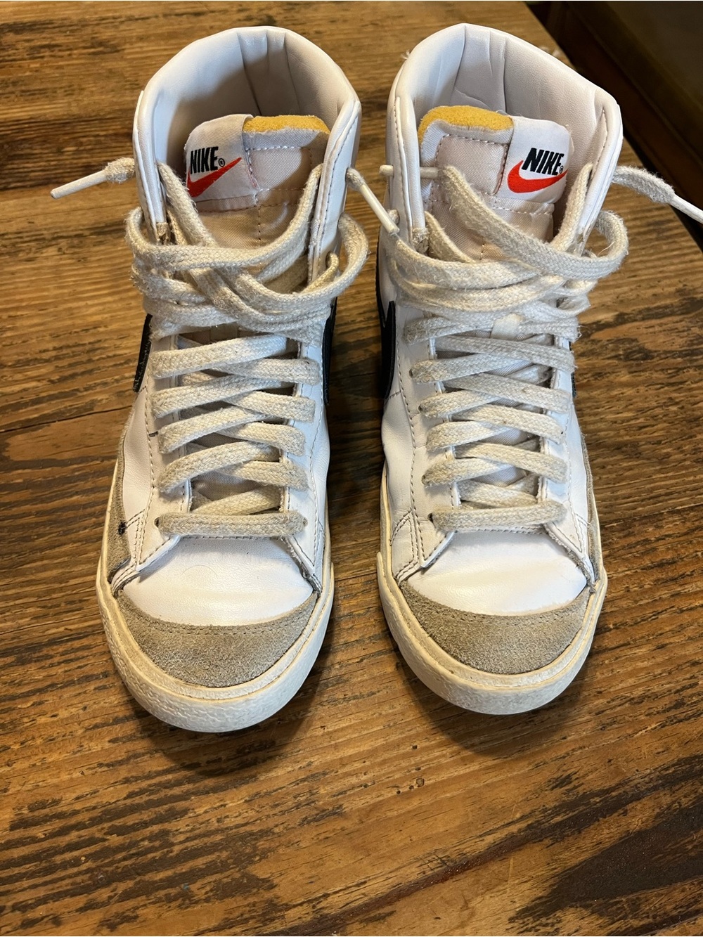 Nike White and Beige High-Top Sneakers